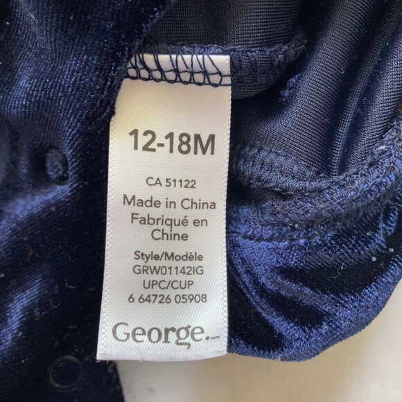 George Baby Toddler Velvet 1-Piece Romper 12-18M | Navy Sparkle Special EUC - Picture 5 of 16
